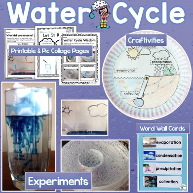 Water Cycle, Rain Cycle Science Experiments and Craftivity ... rain drop water cycle diagram 